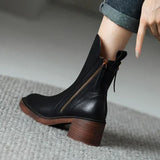 Alma | Botas de cuero con tacón cuadrado