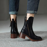 Alma | Botas de cuero con tacón cuadrado