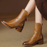 Alma | Botas de cuero con tacón cuadrado