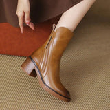 Alma | Botas de cuero con tacón cuadrado