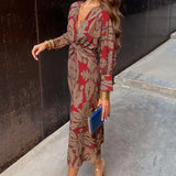 Laia | Vestido Midi Elegante con Estampado Atemporal Encanto