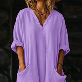 Mila | Vestido Maxi de Lino con Escote en V