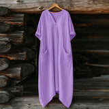 Mila | Vestido Maxi de Lino con Escote en V