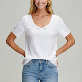 Julia |Camiseta con encaje - algodón ligero procedente de la agricultura ecológica