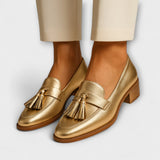 Celeste | Mocasines dorados