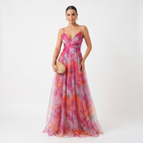 Helena | Vestido de gala en tul con estampado acuarela