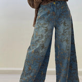 Emilia | Vaqueros Wide Leg con Estampado Floral