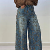 Emilia | Vaqueros Wide Leg con Estampado Floral