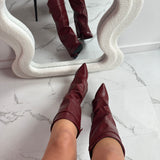 Martina | Botas de cuero color burdeos