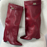 Martina | Botas de cuero color burdeos