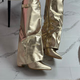 Nina | Botas de cuero dorado