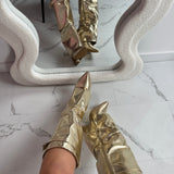 Nina | Botas de cuero dorado