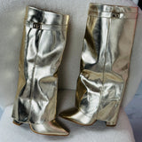 Nina | Botas de cuero dorado