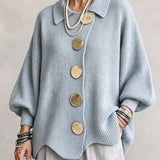 Emma | Cárdigan oversize con cuello y botones metálicos grandes