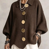 Emma | Cárdigan oversize con cuello y botones metálicos grandes