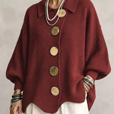Emma | Cárdigan oversize con cuello y botones metálicos grandes