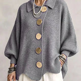 Emma | Cárdigan oversize con cuello y botones metálicos grandes