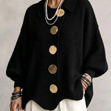 Emma | Cárdigan oversize con cuello y botones metálicos grandes