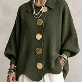 Emma | Cárdigan oversize con cuello y botones metálicos grandes