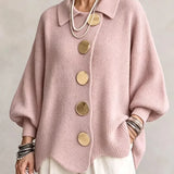 Emma | Cárdigan oversize con cuello y botones metálicos grandes