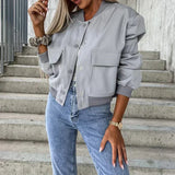 Paula |Chaqueta bomber - Estilo corto con bolsillos con solapa