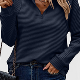 Elene | Jersey de Cuello en V con Cremallera y Manga Larga