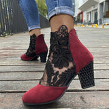 Julia | Botines elegantes de encaje con tacón