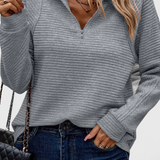 Elene | Jersey de Cuello en V con Cremallera y Manga Larga