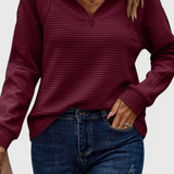 Elene | Jersey de Cuello en V con Cremallera y Manga Larga