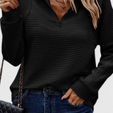 Elene | Jersey de Cuello en V con Cremallera y Manga Larga